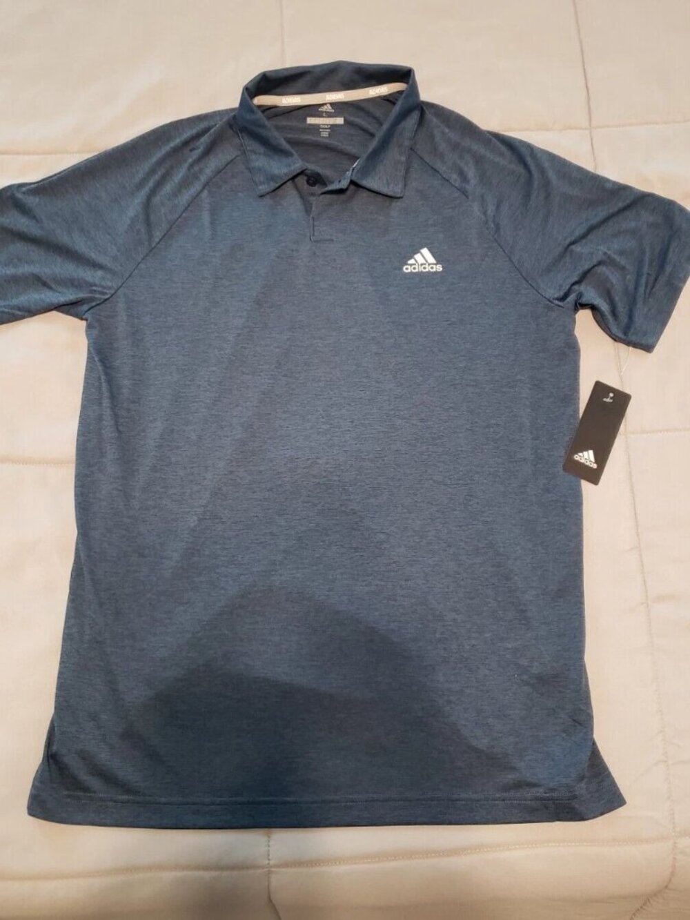 Adidas Golf Polo Shirt Mens Sz. L Crew Navy Stretch Wicking Breathable Quick Dry
